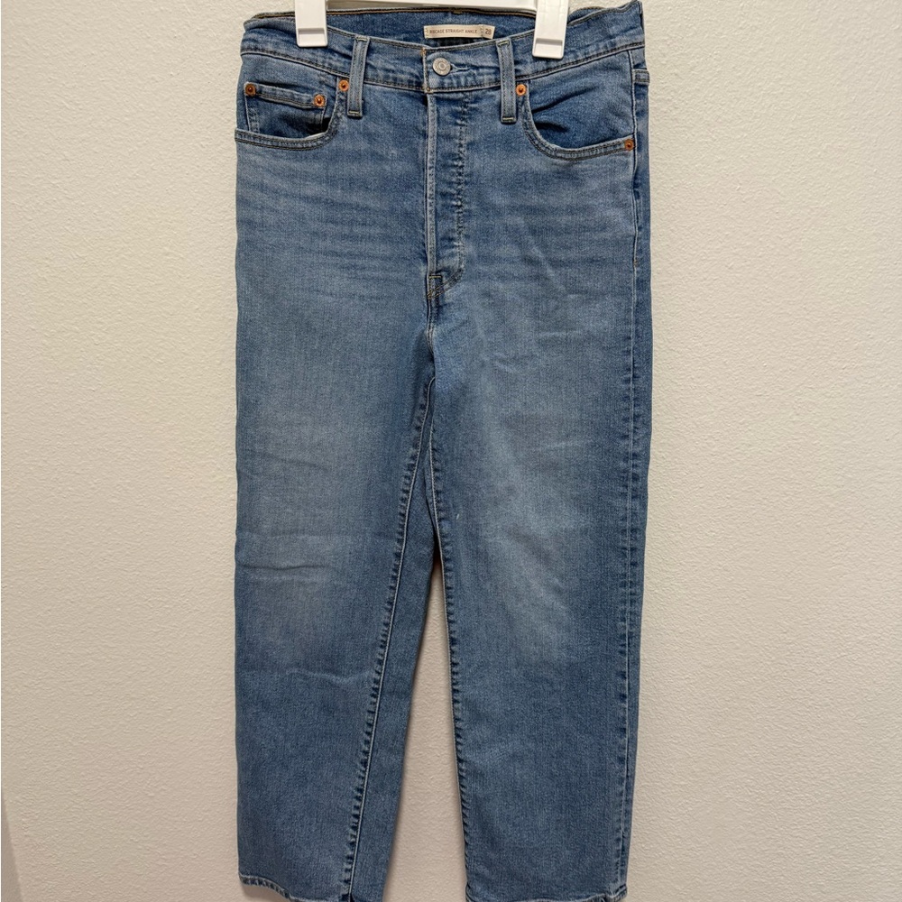 Levi's Women's Medium Wash Ribcage Straight Ankle Jeans Size 28 - Picture 2 of 8